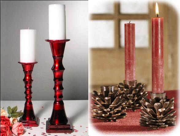  and the rustic pinecone candle holders add flair